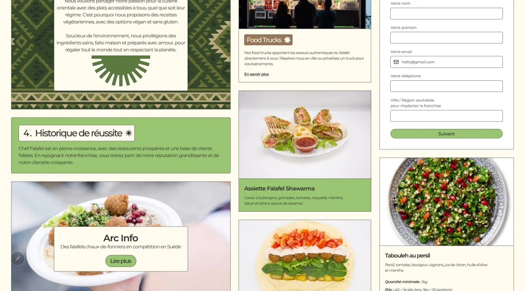Composants graphiques du site Chef Falafel