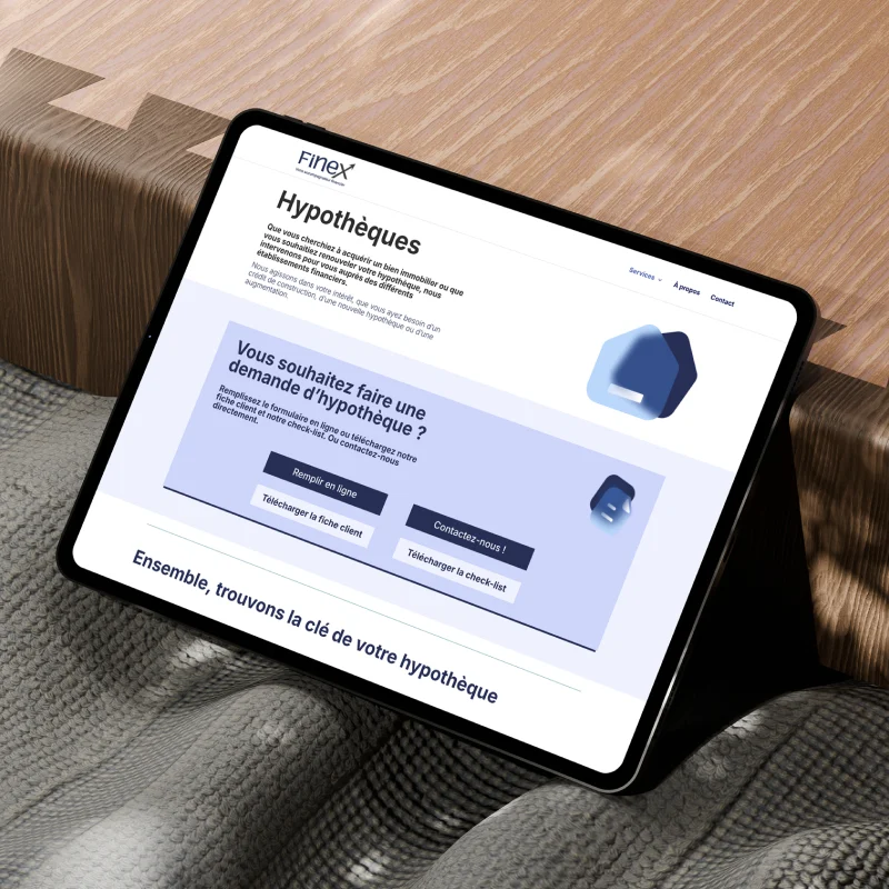 iPad avec le site web de Finex
