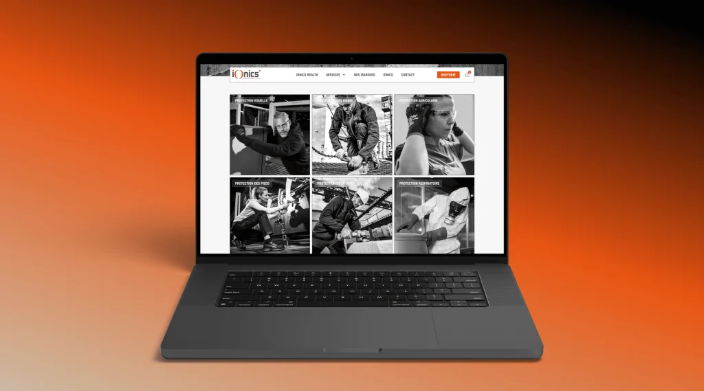 MacBook Pro affichant la boutique en ligne Ionics