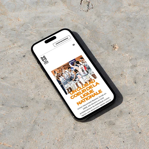 iPhone affichant le site d’Union Basket